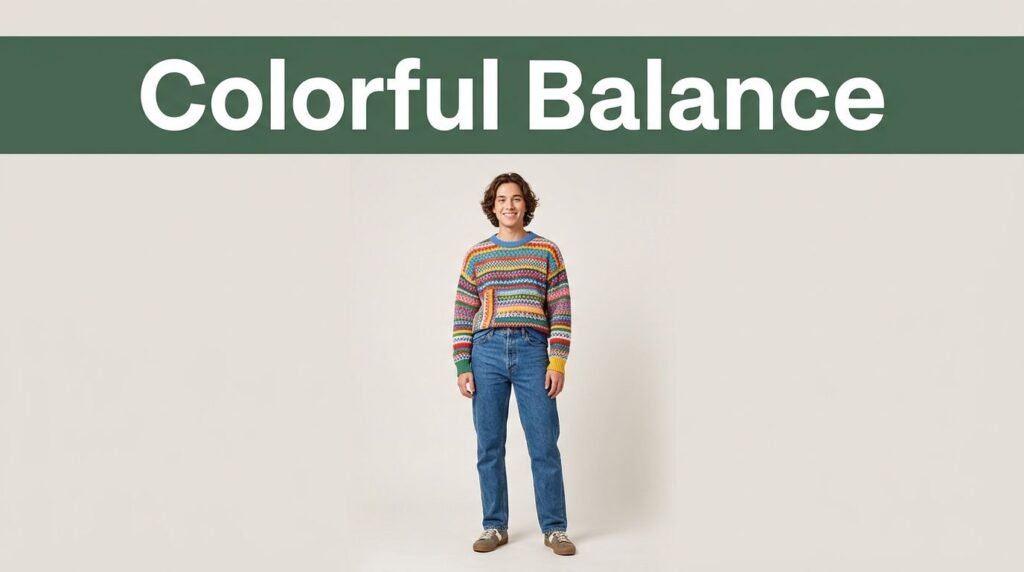How to Wear a Colorful Sweater With Jeans and Look Balanced
