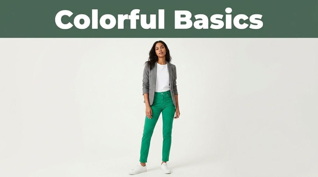 Colored Jeans Outfits With Basics That Always Work
